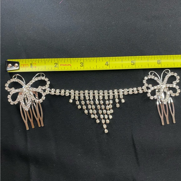 Wedding/ Prom Rhinestone Comb Bridal Chain Headpiece - Picture 3 of 5
